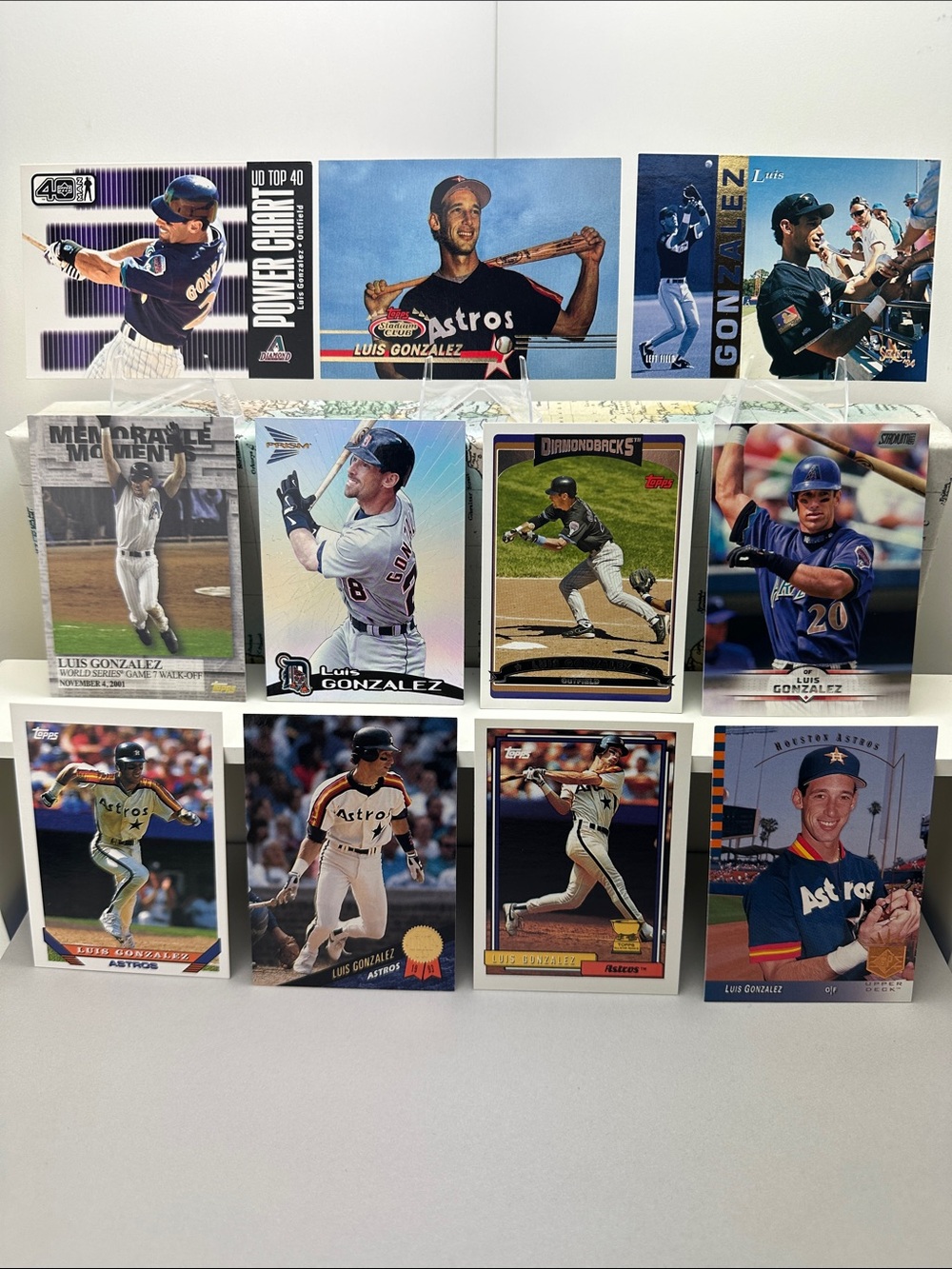 Luis Gonzalez lot of 11 (Diamondbacks, , Tigers, Astros)
